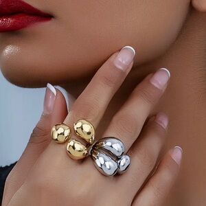 Elegant Gold and Silver Statement Ring